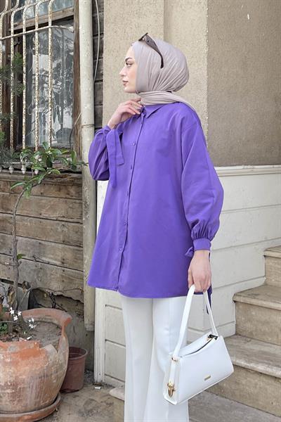 Kol Detaylı Gömlek 
Oversize Gömlek Mor
