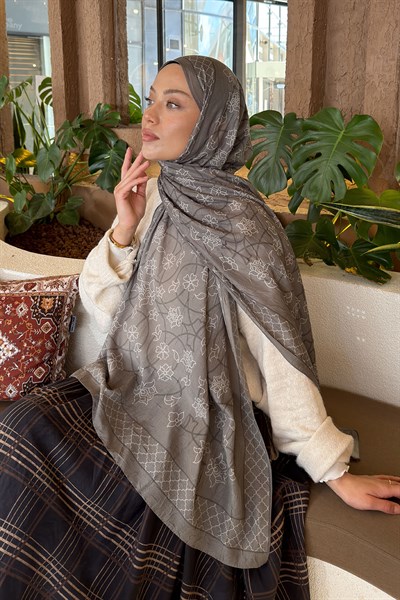Geometrik Desen Bambu Şal Ada Çayı