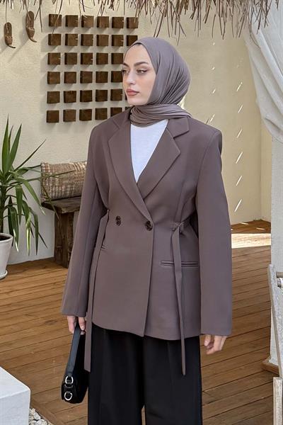 Yandan Bağlamalı Ceket Kahverengi