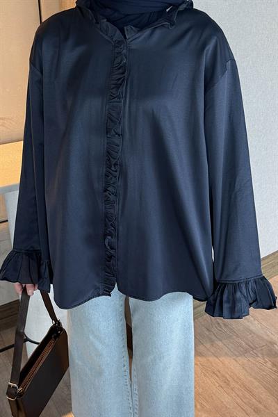 Fırfırlı Gömlek Gece Mavisi