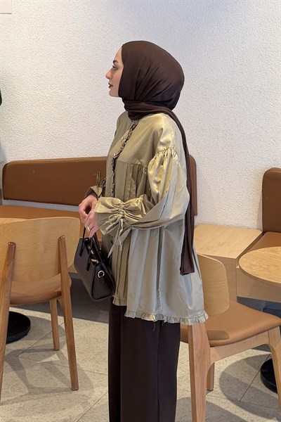 Fırfır Detaylı Gömlek vizonrengi