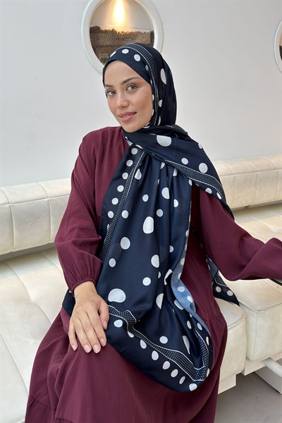 Puantiye Desen Soft Şal Lacivert