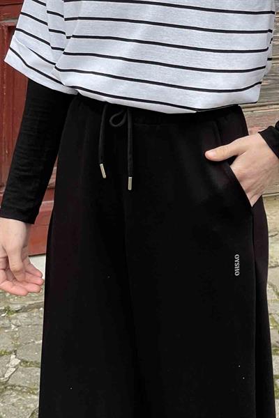 Modal Kumaş Bol Paça Eşofman Siyah