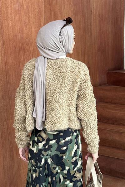 Yumoş Havlu Desen Hırka Sütlü Kahve