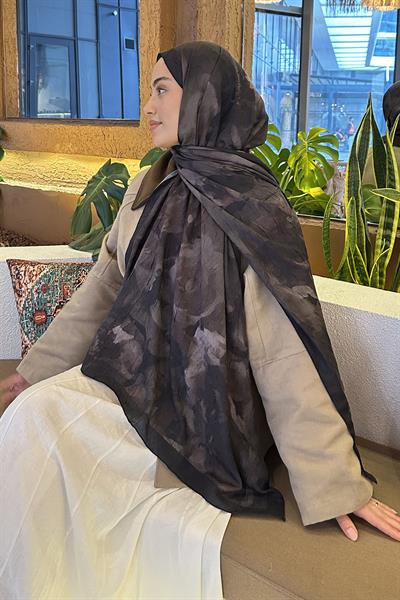 Gül Desen Bambu Şal Koyu Yeşil