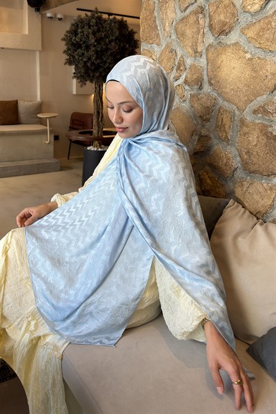 Zikzak Desen Ayrobin Floş Jakar Şal Bebe Mavisi