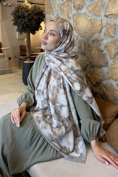 Botanik Çiçek Desen Lara Soft Şal Mint Yeşili