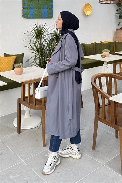 Kolu Katlamalı Trenç Antrasit