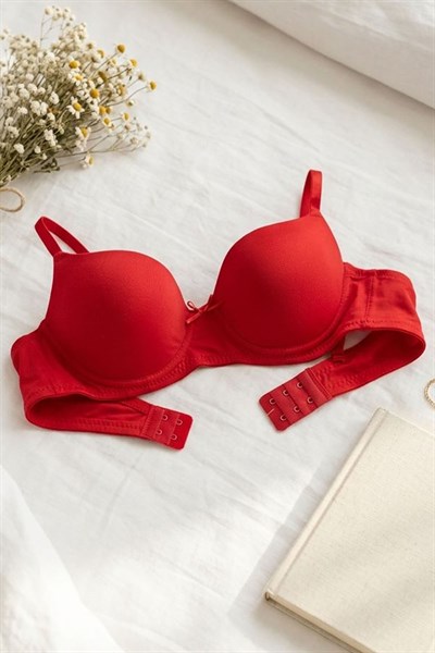 Destekli Kurdela Detay Sütyen Kırmızı