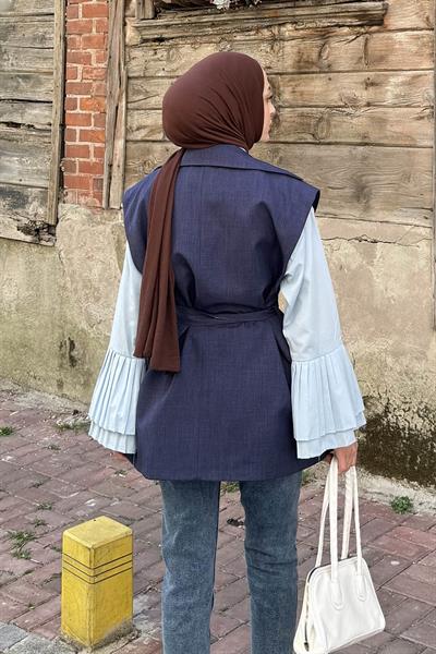 Kolsuz Tesettür Yelek Lacivert