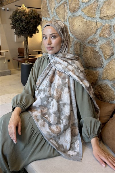 Botanik Çiçek Desen Lara Soft Şal Mint Yeşili