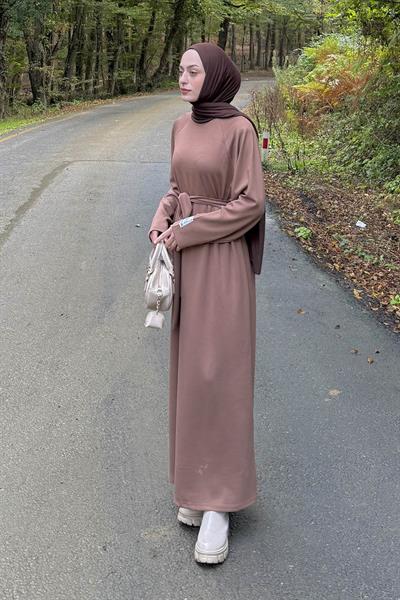 Arma Detaylı Elbise Soft Kahve