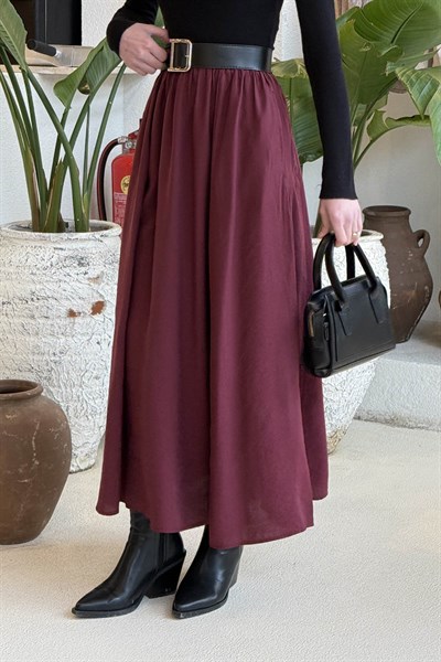 Cep Detaylı  Kloş Etek Bordo