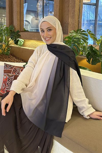 Degrade Desen Soft Şal Ekru