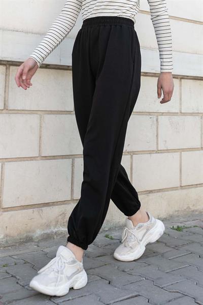 Bel Ve Paça Lastikli Eşofman Siyah