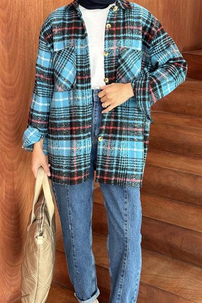 Ekose Desen Çift Cep Detaylı  Oduncu Gömlek Bordo