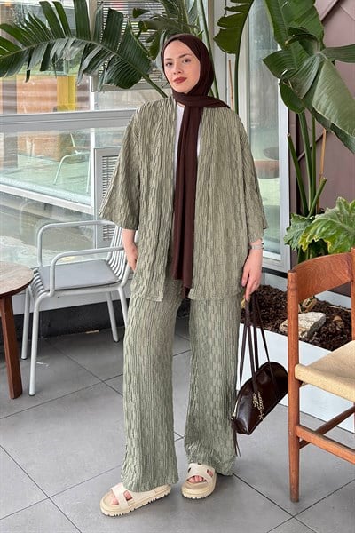 Raşel Kimono Takım Çağla Yeşili