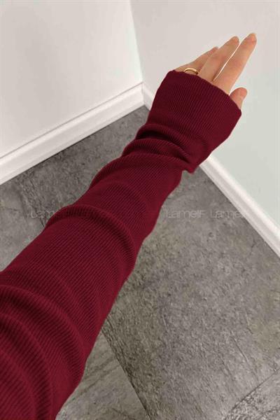 Balıkçı Yaka Fitilli Body Bordo