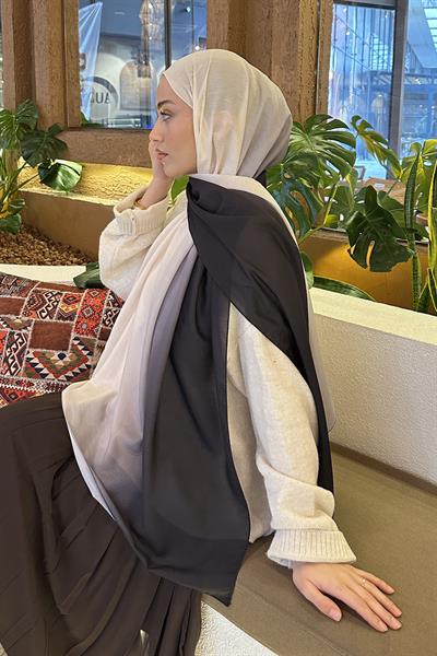 Degrade Desen Soft Şal Ekru