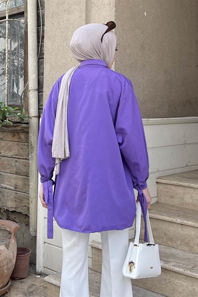 Kol Detaylı Gömlek 
Oversize Gömlek Mor