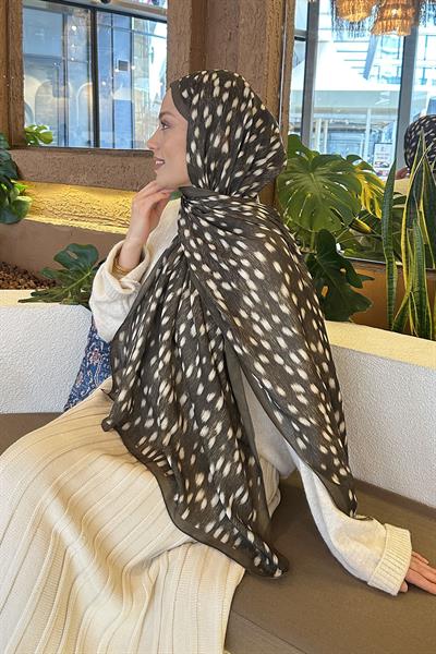 Ceylan Desen Soft Şal Asker Yeşili