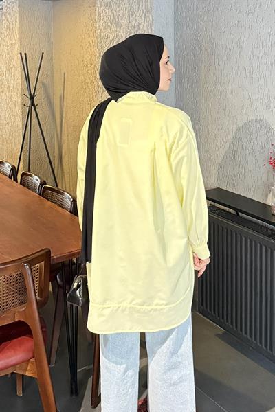 Manşeti Biyeli Tunik Sarı