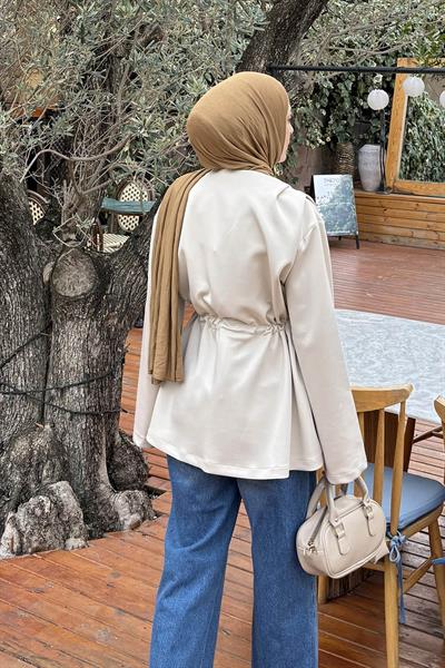 Bağlama Detaylı Ceket Taş