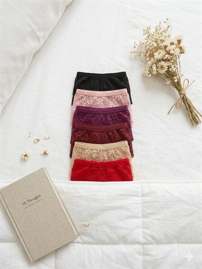 Dantel Detaylı 6 lı Külot Çok Renkli