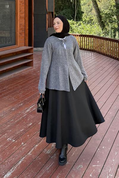 Yaka Bağlama Detaylı Kazak Antrasit