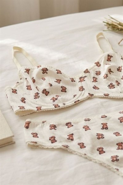 Desnli Sütyen Takım Kahverengi