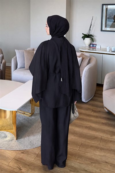 Şallı Pantolon Takım Siyah
