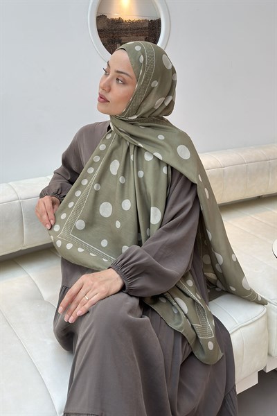Puantiye Desen Soft Şal Haki