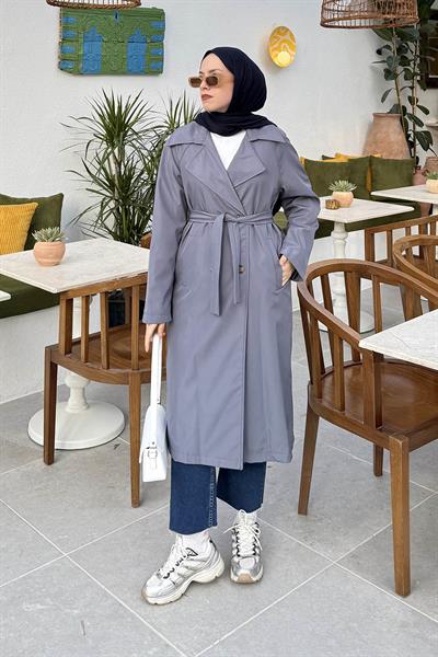 Kolu Katlamalı Trenç Antrasit