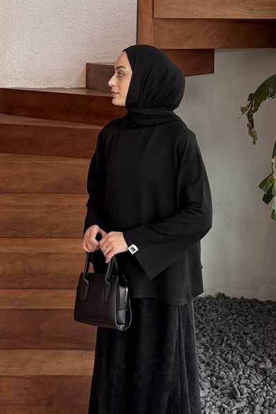 Kol Armalı Sweatshirt Siyah