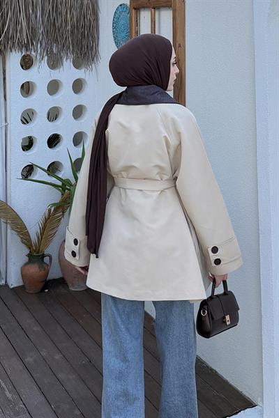 Garni Yaka Trençkot Bej