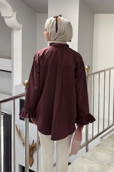 Fırfırlı Gömlek Mürdüm