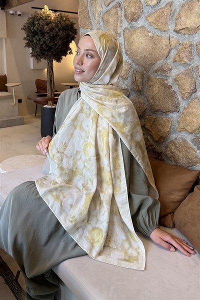 Botanik Çiçek Desen Lara Soft Şal Sarı