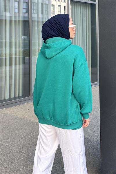 Brooklyn Baskılı Üç İplik Sweat Yeşil