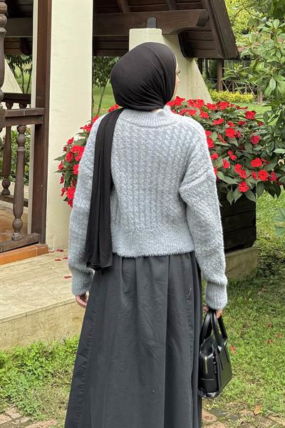 Crop Triko Kazak Gri