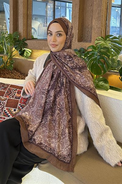 Retro Desen Bambu Şal Asker Yeşili