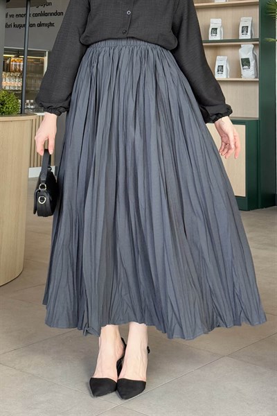 Kraşlı Tesettür Etek Antrasit