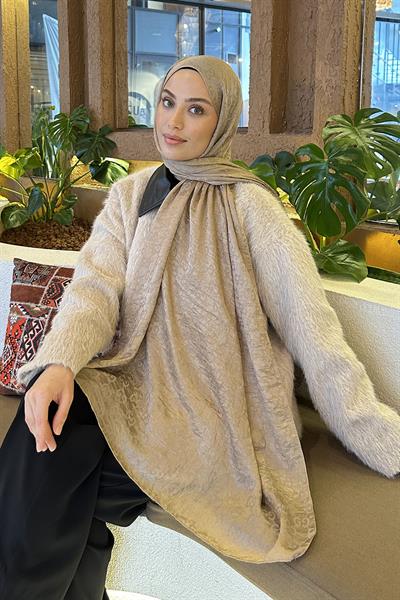 G Desen Ayrobin Floş Jakar Şal vizonrengi