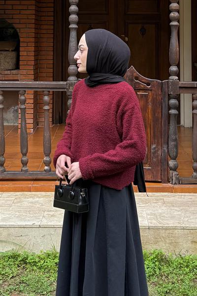 Çizgili BalIkçı Kazak Bordo