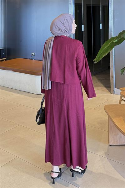 Pileli Bağlama Detaylı Takım Bordo