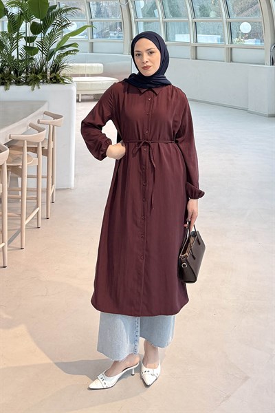 Cupra Bağlama Detaylı Tunik Bordo