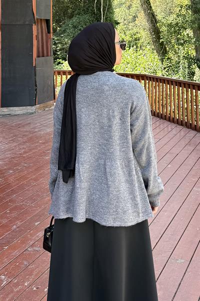 Yaka Bağlama Detaylı Kazak Antrasit