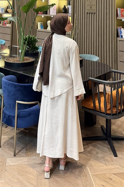 Gömlek-Etek Tesettür Takım Bej