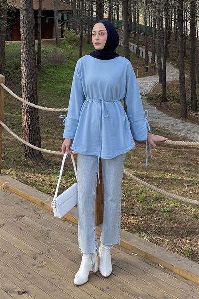 Yırtmaç Detaylı Sweat Bebe Mavisi