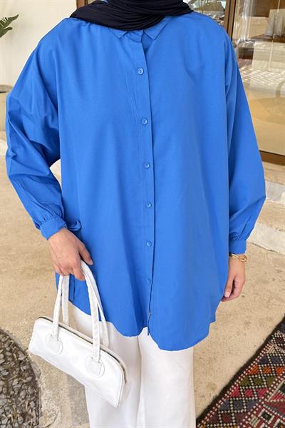 Kol Detaylı Gömlek 
Oversize Gömlek Saks Mavisi
