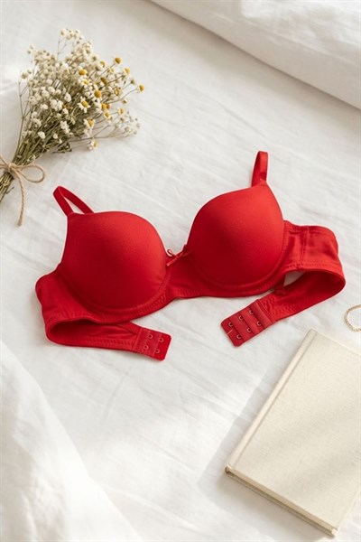 Desteksiz Kurdela Detay Sütyen Kırmızı